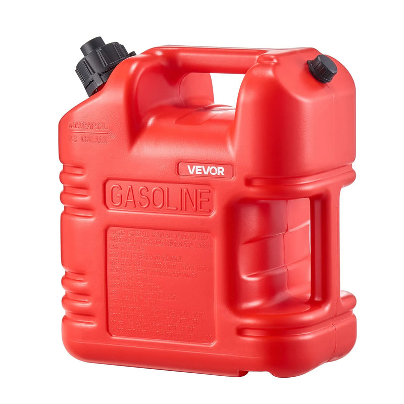VEVOR degvielas tvertne 9,5 l, plakana pārnēsājama degvielas kanna ar uzgali un caurspīdīgu mērogu, maksimālā plūsma 15 l/min, hermētiska un droša, piemērota automašīnām, motocikliem, ATV un UTV, sarkana