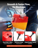 VEVOR degvielas tvertne 9,5 l, plakana pārnēsājama degvielas kanna ar uzgali un caurspīdīgu mērogu, maksimālā plūsma 15 l/min, hermētiska un droša, piemērota automašīnām, motocikliem, ATV un UTV, sarkana