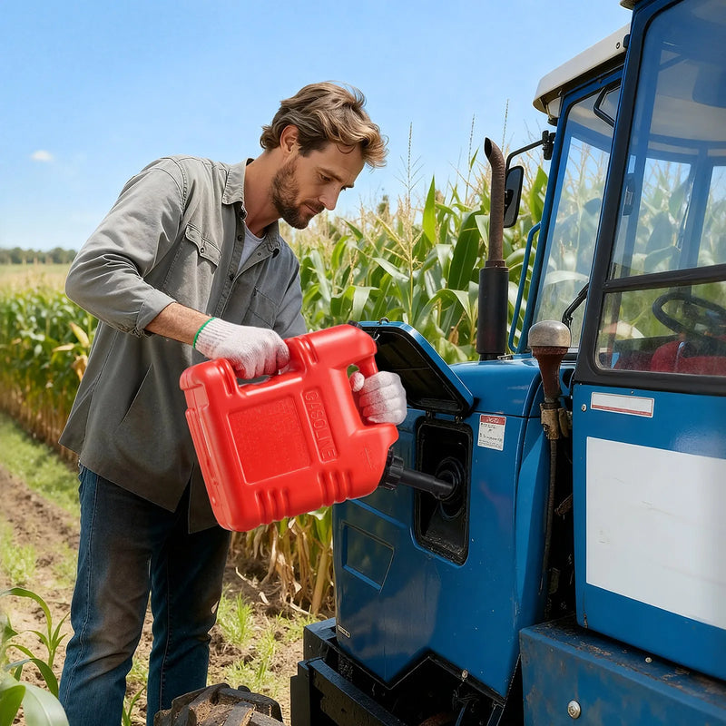 VEVOR degvielas tvertne 9,5 l, plakana pārnēsājama degvielas kanna ar uzgali un caurspīdīgu mērogu, maksimālā plūsma 15 l/min, hermētiska un droša, piemērota automašīnām, motocikliem, ATV un UTV, sarkana