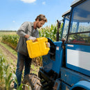 VEVOR degvielas tvertne 19 l, plakana pārnēsājama degvielas kanna ar uzgali un caurspīdīgu mēroga skalu, plūsmas ātrums līdz 15 l/min, hermētiska un droša, piemērota automobiļiem, motocikliem, SUV, ATV un UTV, dzeltena