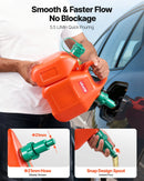 VEVOR degvielas kanna 6 l ar izliešanas snīpi un papildu eļļas kannu 1,9 l, maks. plūsma 5,5 l/min, hermētiska plakana pārnēsājama šķidruma kanna automašīnām, motocikliem, ATV un UTV