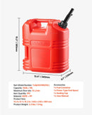 VEVOR degvielas tvertne 19 l, plakana pārnēsājama degvielas kanna ar uzgali un caurspīdīgu mēroga skalu, plūsmas ātrums līdz 15 l/min, hermētiska un droša, piemērota automobiļiem, motocikliem, ATV un UTV, sarkanā krāsā