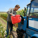 VEVOR degvielas tvertne 19 l, plakana pārnēsājama degvielas kanna ar uzgali un caurspīdīgu mēroga skalu, plūsmas ātrums līdz 15 l/min, hermētiska un droša, piemērota automobiļiem, motocikliem, ATV un UTV, sarkanā krāsā