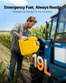 VEVOR degvielas tvertņu komplekts, 19 l, 2 gab., plakanas pārnēsājamas degvielas kannas ar uzgali un caurspīdīgu mēroga skalu, plūsmas ātrums līdz 15 l/min, hermētiskas un drošas, paredzētas automobiļiem, motocikliem, SUV, ATV un UTV, dzeltenas