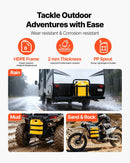 VEVOR degvielas tvertņu komplekts, 19 l, 2 gab., plakanas pārnēsājamas degvielas kannas ar uzgali un caurspīdīgu mēroga skalu, plūsmas ātrums līdz 15 l/min, hermētiskas un drošas, paredzētas automobiļiem, motocikliem, SUV, ATV un UTV, dzeltenas