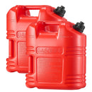 VEVOR degvielas tvertņu komplekts, 19 l, 2 gab., plakanas pārnēsājamas degvielas kannas ar uzgali un caurspīdīgu mēroga skalu, plūsmas ātrums līdz 15 l/min, hermētiskas un drošas, piemērotas automobiļiem, motocikliem, ATV un UTV, sarkanā krāsā