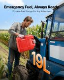 VEVOR degvielas tvertņu komplekts, 19 l, 2 gab., plakanas pārnēsājamas degvielas kannas ar uzgali un caurspīdīgu mēroga skalu, plūsmas ātrums līdz 15 l/min, hermētiskas un drošas, piemērotas automobiļiem, motocikliem, ATV un UTV, sarkanā krāsā