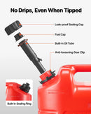 VEVOR degvielas tvertņu komplekts, 19 l, 2 gab., plakanas pārnēsājamas degvielas kannas ar uzgali un caurspīdīgu mēroga skalu, plūsmas ātrums līdz 15 l/min, hermētiskas un drošas, piemērotas automobiļiem, motocikliem, ATV un UTV, sarkanā krāsā