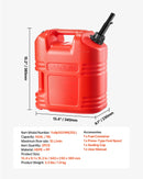 VEVOR degvielas tvertņu komplekts, 19 l, 2 gab., plakanas pārnēsājamas degvielas kannas ar uzgali un caurspīdīgu mēroga skalu, plūsmas ātrums līdz 15 l/min, hermētiskas un drošas, piemērotas automobiļiem, motocikliem, ATV un UTV, sarkanā krāsā