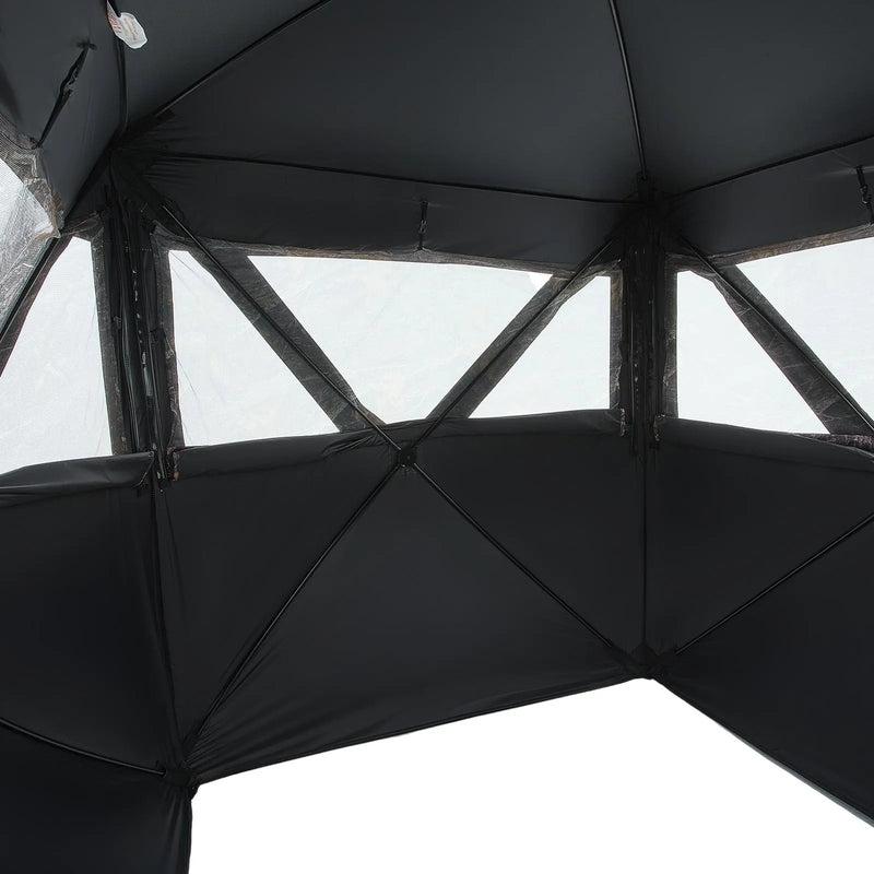 Medību slēpnis 2-3 personām ar termoizolāciju, trijkāja krēslu un pārnēsājamo somu, portatīva maskēšanās telts, izturīgs slēpnis ar kluso rāvējslēdzēja durvju un logu dizainu, piemērots briežu un tītaru medībām.