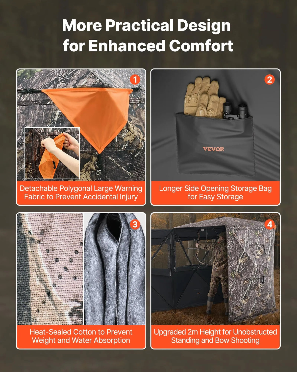 Hunting Blind for 2–3 People with Thermal Insulation, Tripod Chair and Carry Bag, Portable Camouflage Tent, Durable Blind with Silent Zip Door and Window Design, Suitable for Deer and Turkey Hunting