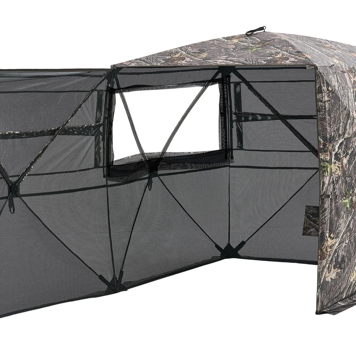 Hunting Blind for 4–5 People with Transparent Construction and Carrying Bag, 360° Portable Camouflage Tent with Silent Zip Door and Window Design, Durable Blind for Deer and Turkey Hunting