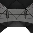 Medību slēpnis 4–5 personām, 270° caurredzams zemes līmeņa maskēšanās telts ar pārnēsājamu somu, izturīgs un kluss patvērums ar magnētiskām durvīm un logiem, piemērots tītaru un briežu medībām