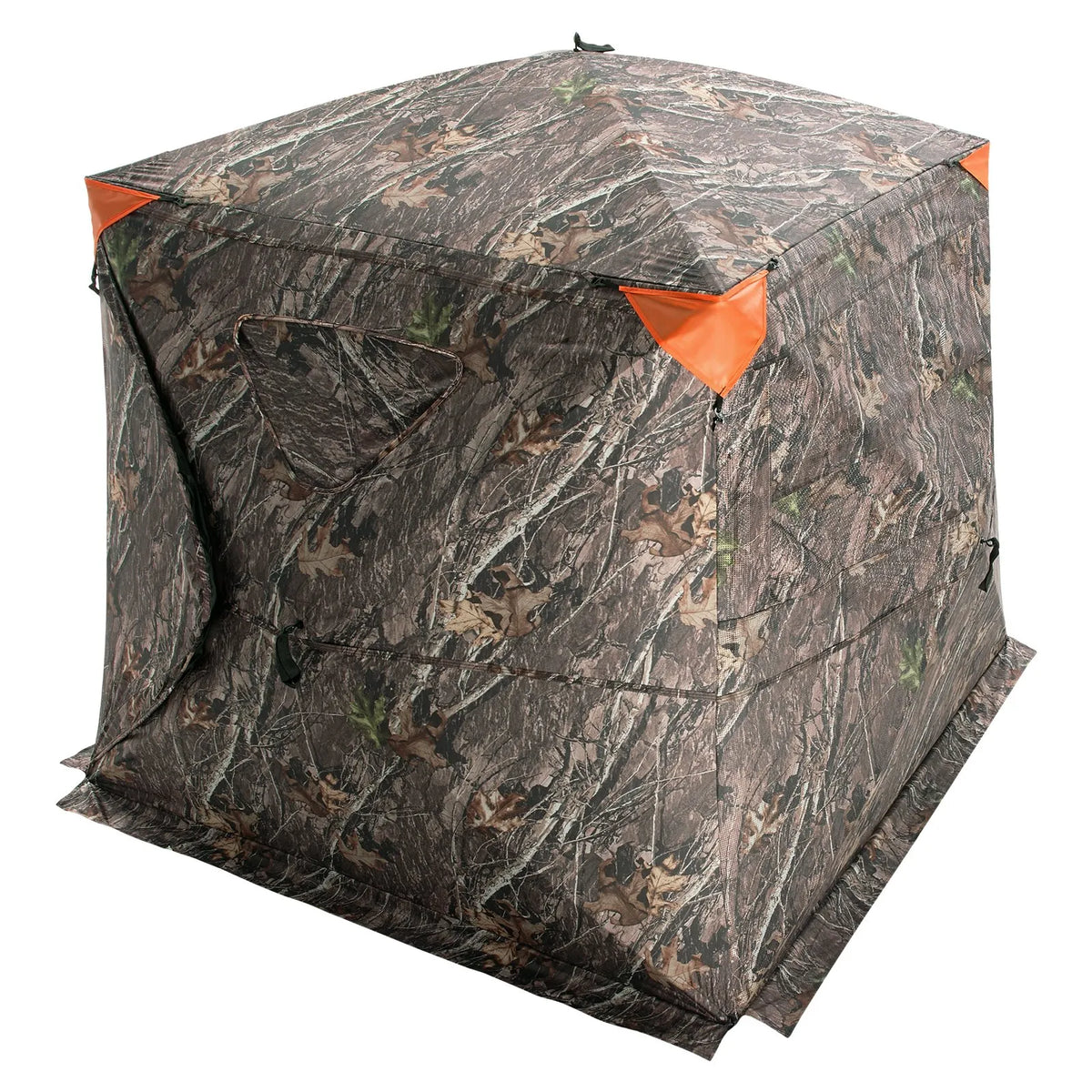 Hunting blind with 270° one-way mesh window, capacity 4–5 persons