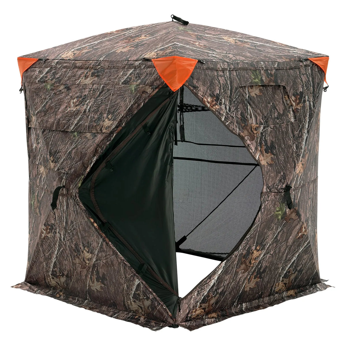 Hunting blind with 270° one-way mesh window for 1–2 persons