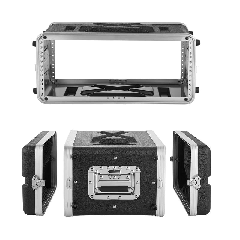 VEVOR 4U rack skapja koferis 310 mm dziļums, seklais serveru un audio aprīkojuma statīva korpuss ar ABS konstrukciju, noņemamiem priekšējiem un aizmugurējiem vākiem un pagriežamām slēdzenēm DJ un audio tehnikai