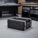 VEVOR 4U rack skapja koferis 310 mm dziļums, seklais serveru un audio aprīkojuma statīva korpuss ar ABS konstrukciju, noņemamiem priekšējiem un aizmugurējiem vākiem un pagriežamām slēdzenēm DJ un audio tehnikai