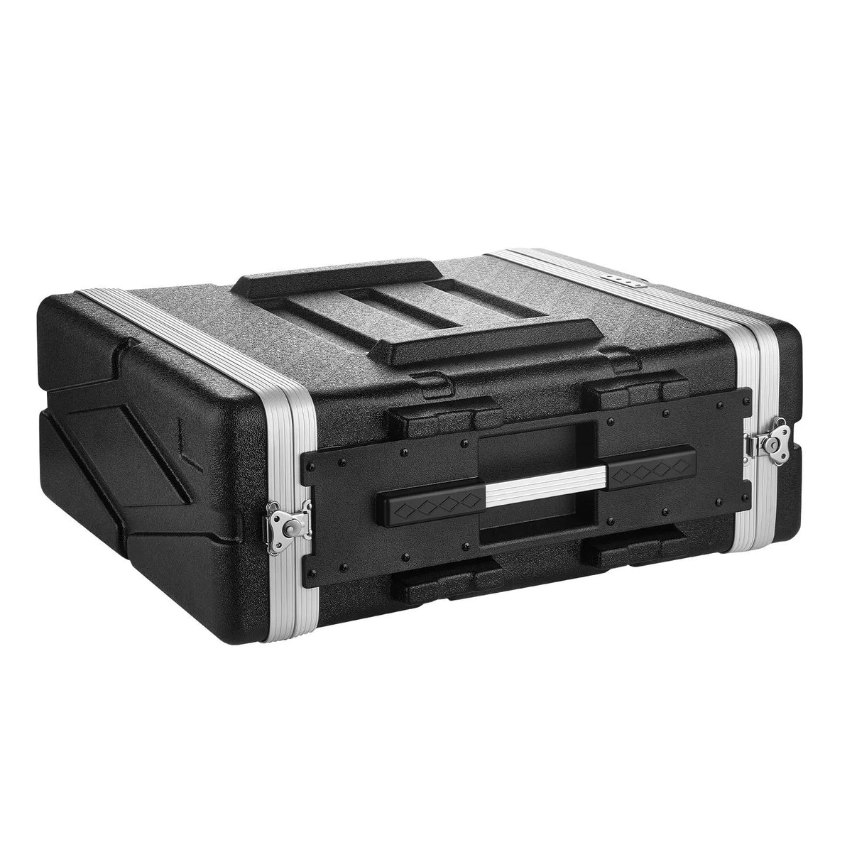 VEVOR 4U rack skapja koferis 480 mm dziļums, serveru un audio aprīkojuma statīva korpuss ar ABS konstrukciju, noņemamiem priekšējiem un aizmugurējiem vākiem, pagriežamām slēdzenēm pastiprinātājiem un DJ mikseriem