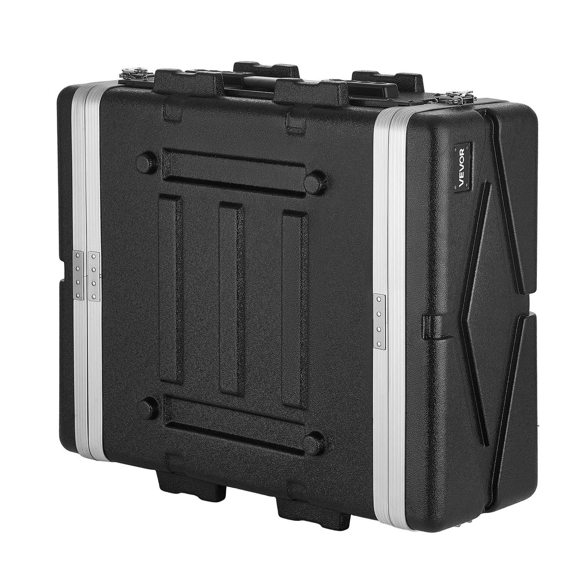 VEVOR 4U rack skapja koferis 480 mm dziļums, serveru un audio aprīkojuma statīva korpuss ar ABS konstrukciju, noņemamiem priekšējiem un aizmugurējiem vākiem, pagriežamām slēdzenēm pastiprinātājiem un DJ mikseriem