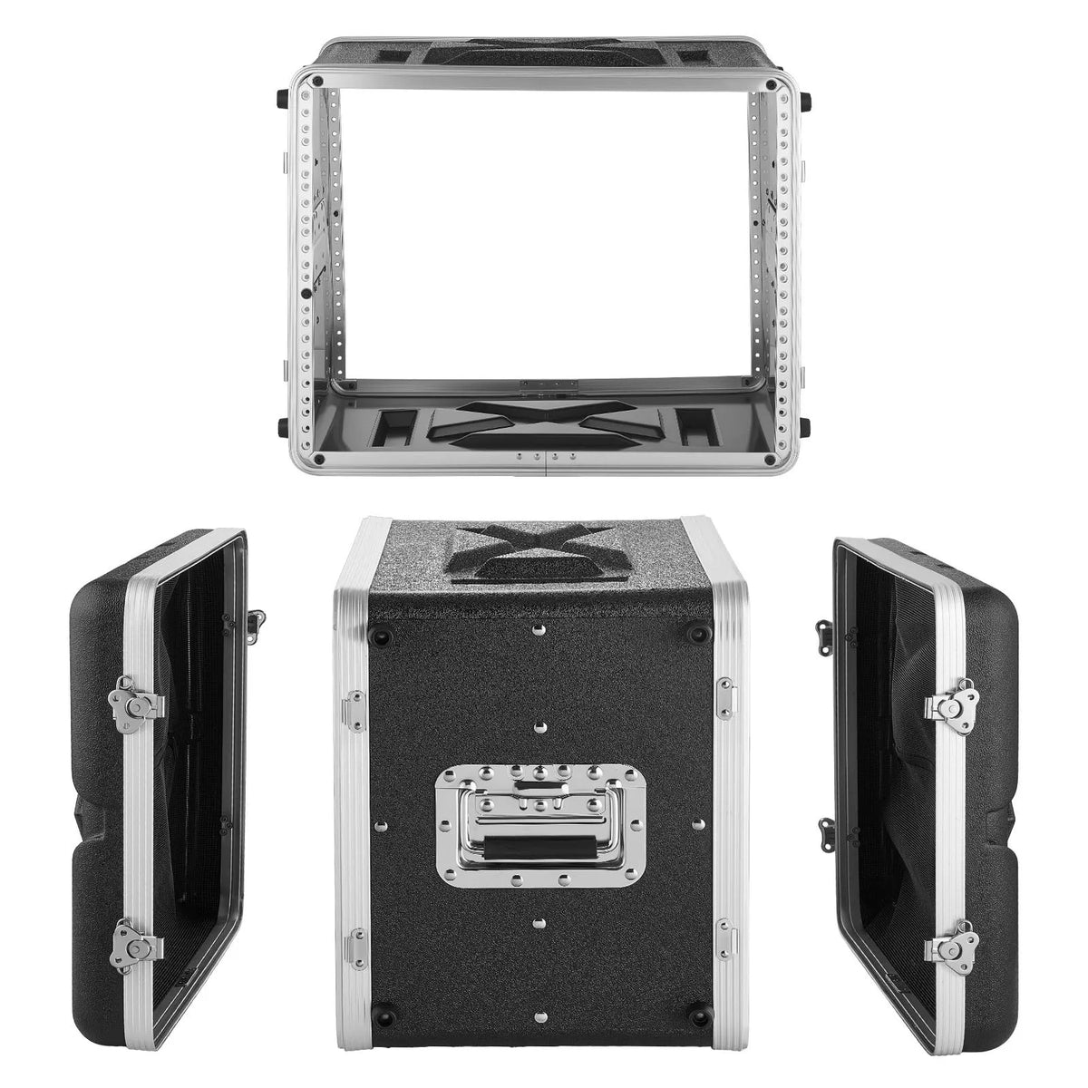 VEVOR 8U rack skapja koferis 310 mm dziļums, seklais serveru un audio aprīkojuma statīva korpuss ar ABS konstrukciju, noņemamiem priekšējiem un aizmugurējiem vākiem un pagriežamām slēdzenēm DJ un audio tehnikai
