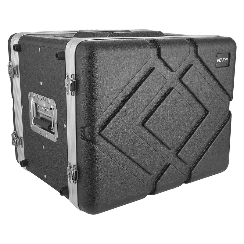 VEVOR 8U rack skapja koferis 310 mm dziļums, seklais serveru un audio aprīkojuma statīva korpuss ar ABS konstrukciju, noņemamiem priekšējiem un aizmugurējiem vākiem un pagriežamām slēdzenēm DJ un audio tehnikai