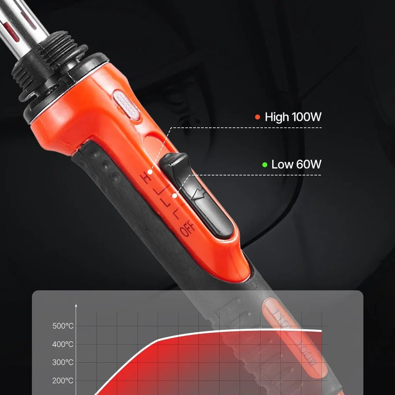 VEVOR plastmasas metināšanas komplekts 60 W/100 W ar lodāmuru, 3 uzgaļiem un 20 stieņiem plastmasas detaļu, auto buferu, kajaku un elektronikas remontam - ZEMLETES.LV