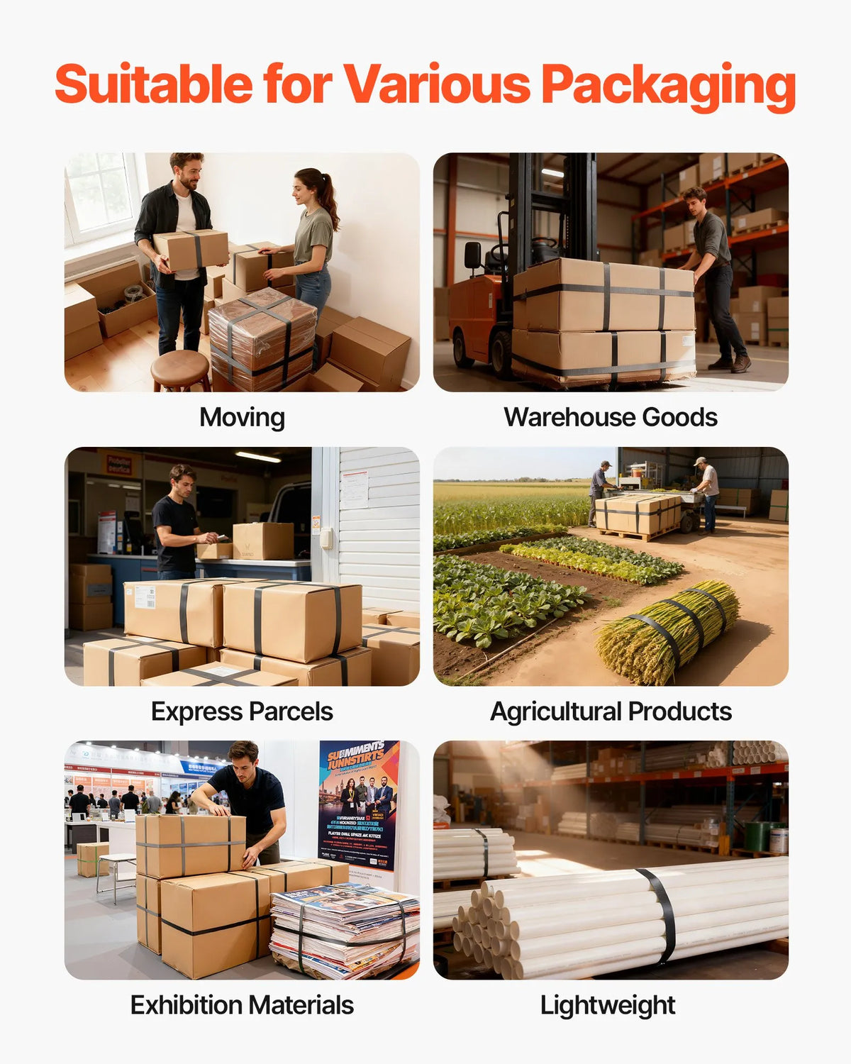 VEVOR Pallet Strapping Kit with Tensioning and Sealing Tool, 610 m PET Tape, 600 Metal Seals, 200 Corner Protectors, Plastic Packaging Set for Warehouse, Transport and Home