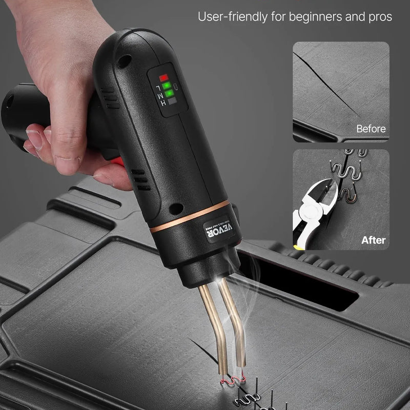 VEVOR bezvadu plastmasas metināšanas pistole 120 W ar 400 skavām 4 veidos, uzlādējams plastmasas remonta komplekts auto bamperiem, kajakiem, rotaļlietām un plaisu remontam - ZEMLETES.LV