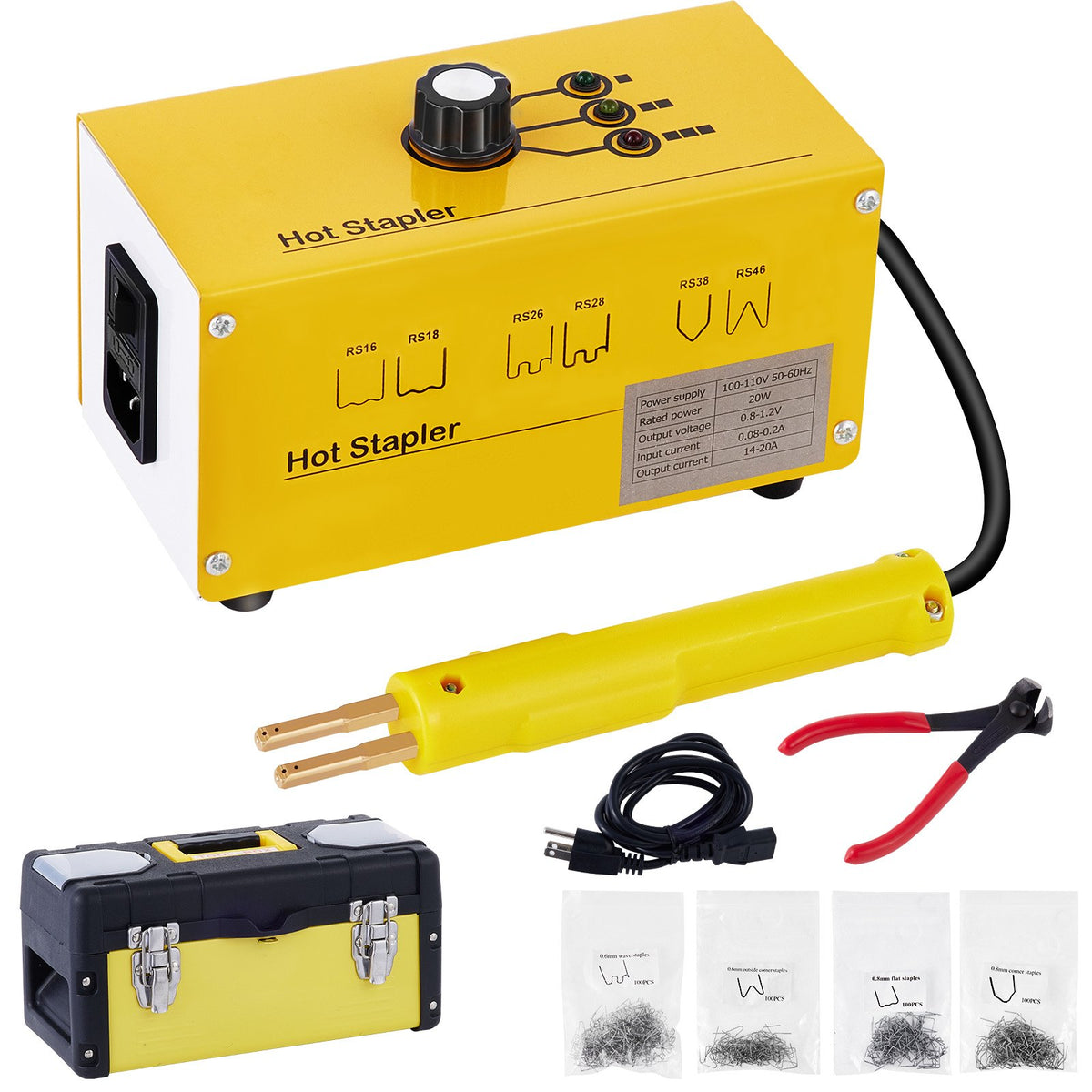 VEVOR Plastic Welding Machine 220V with Hot Clamp Gun, Plastic Repair Kit with 600 Clamps and 3 Temperature Settings