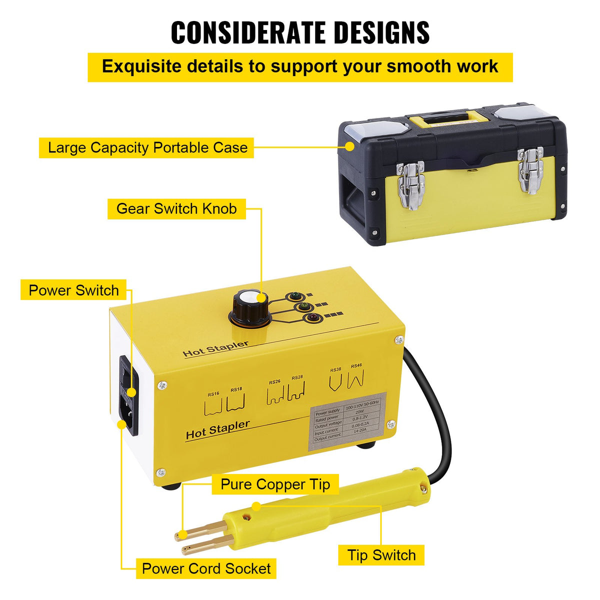 VEVOR Plastic Welding Machine 220V with Hot Clamp Gun, Plastic Repair Kit with 600 Clamps and 3 Temperature Settings