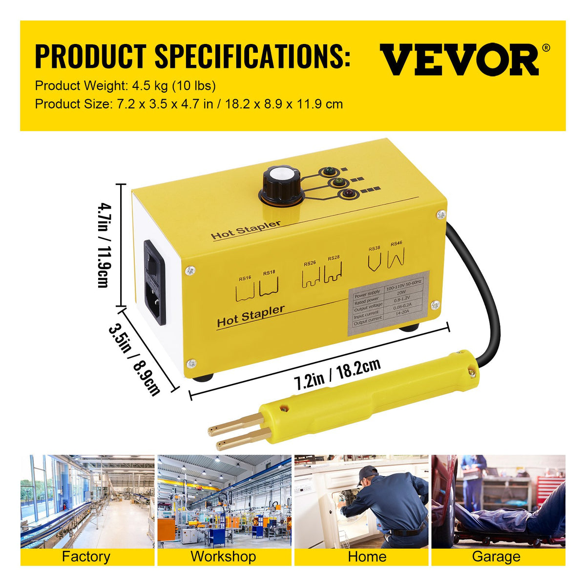 VEVOR Plastic Welding Machine 220V with Hot Clamp Gun, Plastic Repair Kit with 600 Clamps and 3 Temperature Settings