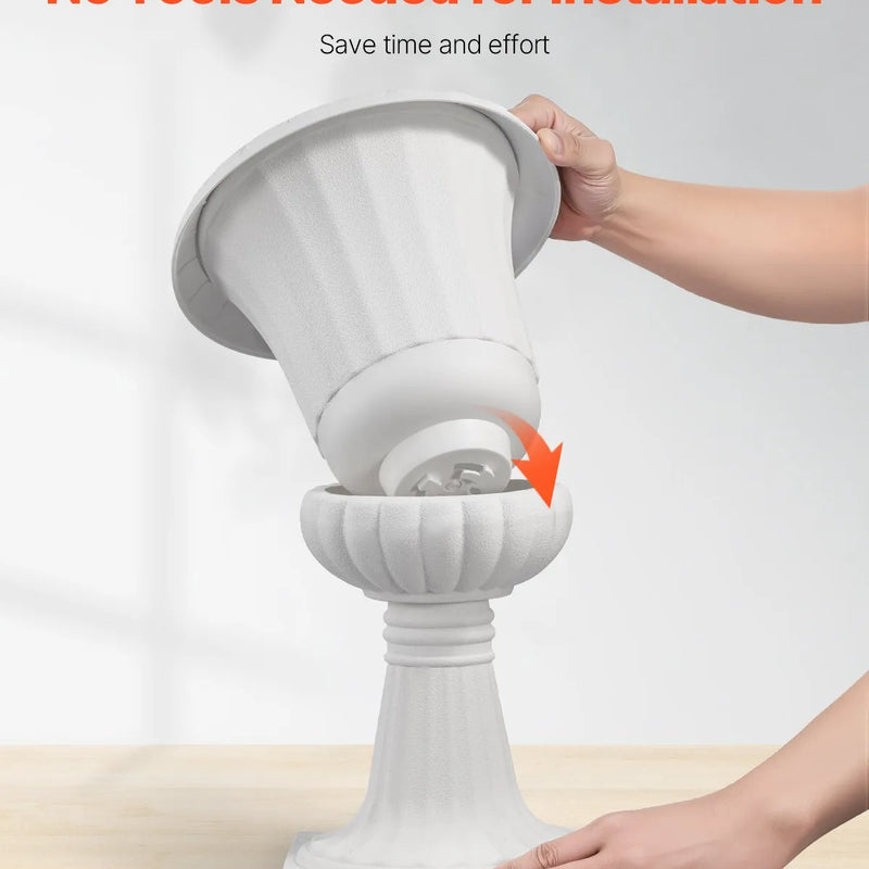 Plastmasas puķu podi, 25 × 42 см, 2 габ., balti, klasiskie ziedu podi iekštelpām un āra dekoram, piemēroti terasei, balkonam, dārzam, mājai, kāzām un pasākumiem