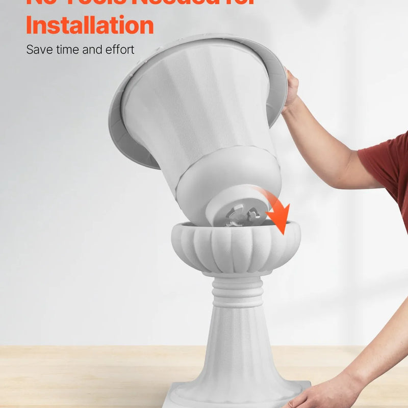 Plastmasas puķu podi, 40 × 67 см, 2 габ., balti, klasiskie ziedu podi iekštelpām un āra dekoram, piemēroti terasei, balkonam, dārzam, mājai, kāzām un pasākumiem