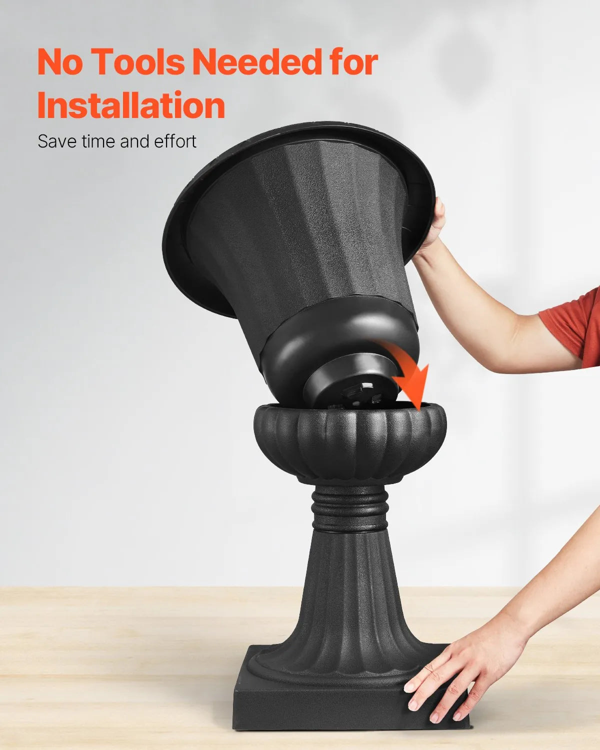 VEVOR Plastic Urn-Style Flower Pots 40 × 67 cm, 2 pcs, Classic Black Flower Pots for Indoor and Outdoor, Decorative Pots for Garden, Balcony, Terrace, Home Entrance, Weddings and Events