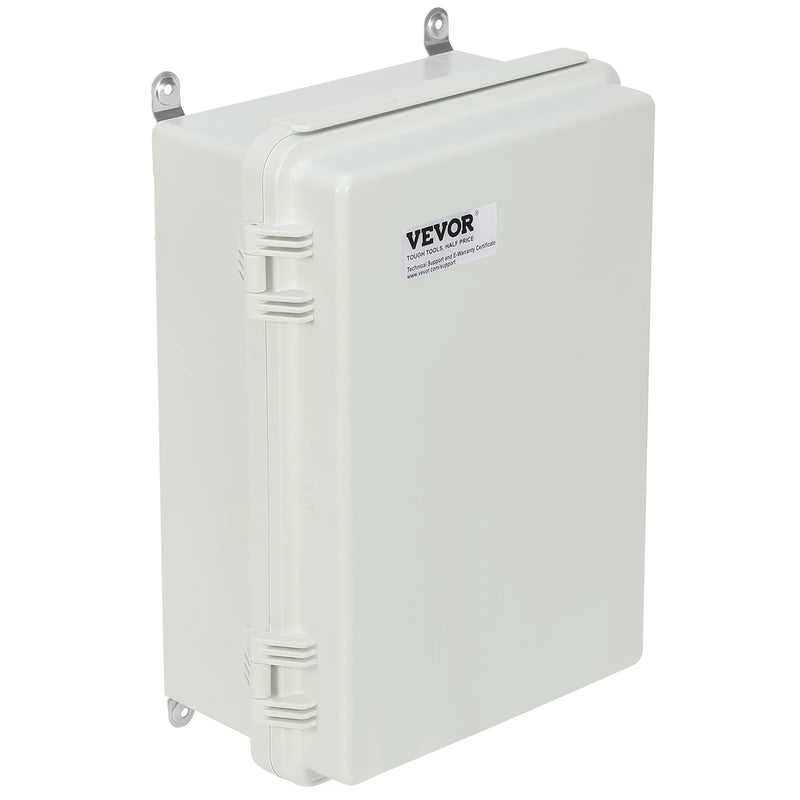 VEVOR āra elektrības sadales kārba 430 × 330 × 180 mm, ABS plastmasas elektriskā aizsargkārba ar eņģu vāku un nerūsējošā tērauda aizdari, IP67 putekļu un ūdensizturīga, paredzēta āra elektroinstalācijas projektiem - ZEMLETES.LV