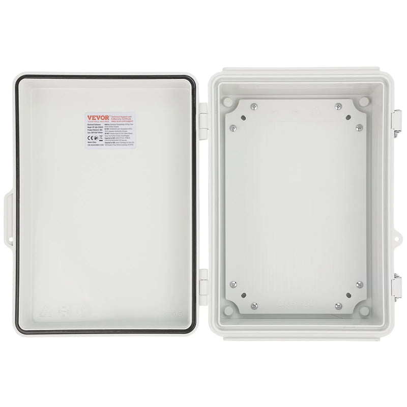 VEVOR āra elektrības sadales kārba 430 × 330 × 180 mm, ABS plastmasas elektriskā aizsargkārba ar eņģu vāku un nerūsējošā tērauda aizdari, IP67 putekļu un ūdensizturīga, paredzēta āra elektroinstalācijas projektiem - ZEMLETES.LV