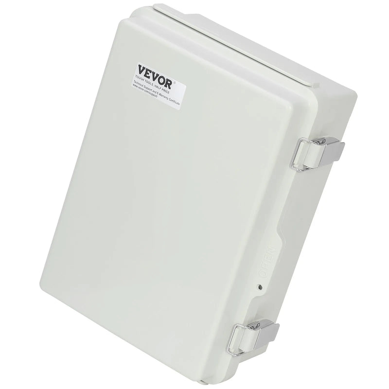 VEVOR āra elektrības sadales kārba 430 × 330 × 180 mm, ABS plastmasas elektriskā aizsargkārba ar eņģu vāku un nerūsējošā tērauda aizdari, IP67 putekļu un ūdensizturīga, paredzēta āra elektroinstalācijas projektiem - ZEMLETES.LV
