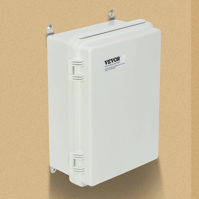 VEVOR āra elektrības sadales kārba 430 × 330 × 180 mm, ABS plastmasas elektriskā aizsargkārba ar eņģu vāku un nerūsējošā tērauda aizdari, IP67 putekļu un ūdensizturīga, paredzēta āra elektroinstalācijas projektiem - ZEMLETES.LV