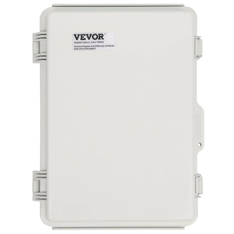 VEVOR āra elektrības sadales kārba 430 × 330 × 180 mm, ABS plastmasas elektriskā aizsargkārba ar eņģu vāku un nerūsējošā tērauda aizdari, IP67 putekļu un ūdensizturīga, paredzēta āra elektroinstalācijas projektiem - ZEMLETES.LV