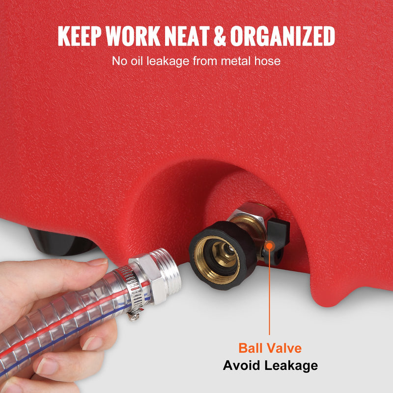 VEVOR Pārvietojams degvielas konteiners ar rokas sūkni, 61 litrs, ar metāla šļūteni un gumijas riteņiem, sarkans