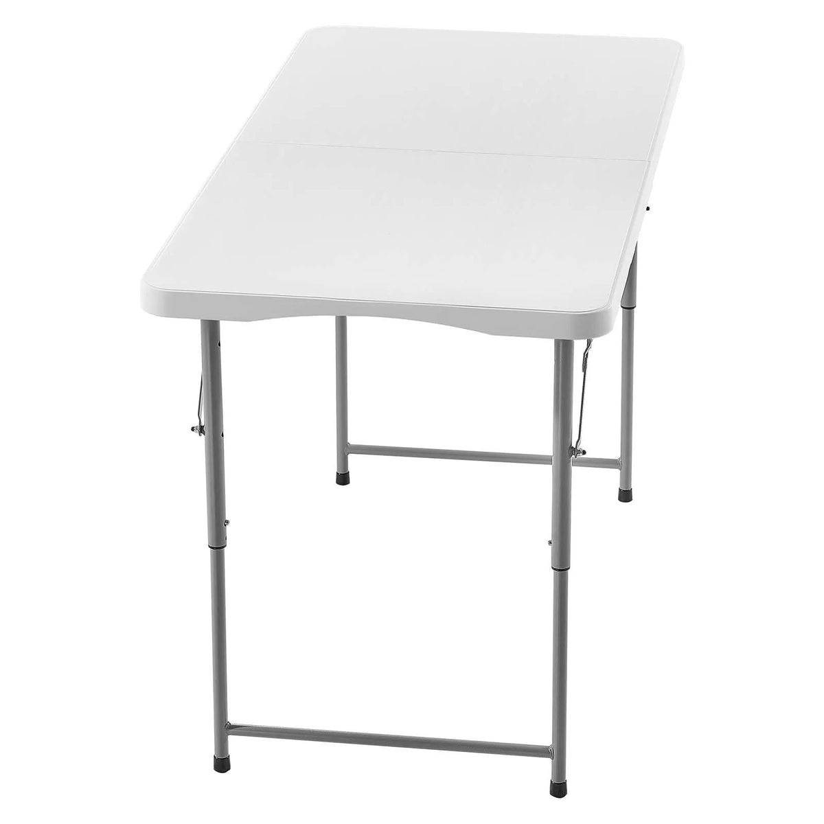 Folding Table, 122 cm, Durable Portable Plastic Rectangular Table with Adjustable Height and Handle, Suitable for Indoor and Outdoor Use – Parties, Dining, Picnics, Camping, White