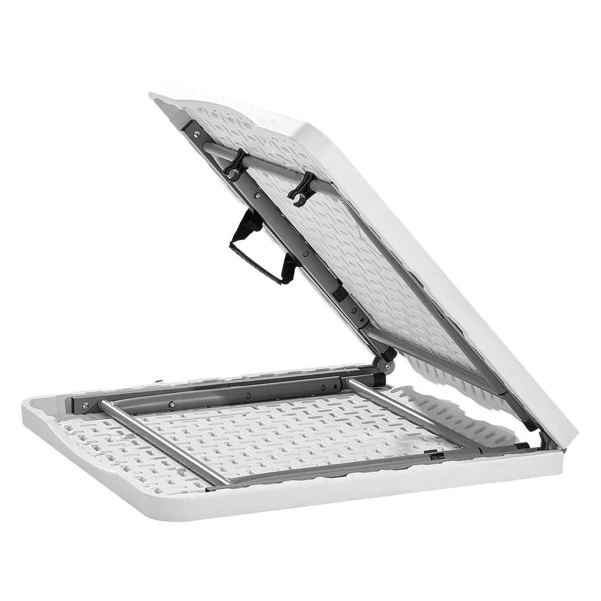 Folding Table, 122 cm, Durable Portable Plastic Rectangular Table with Adjustable Height and Handle, Suitable for Indoor and Outdoor Use – Parties, Dining, Picnics, Camping, White