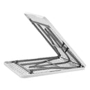 Saliekamais galds, 183 cm, izturīgs pārnēsājams plastmasas taisnstūra galds ar rokturi, piemērots lietošanai telpās un ārā – svinībām, ēdienreizēm, kāzām, pasākumiem, piknikiem, kempingam, balts