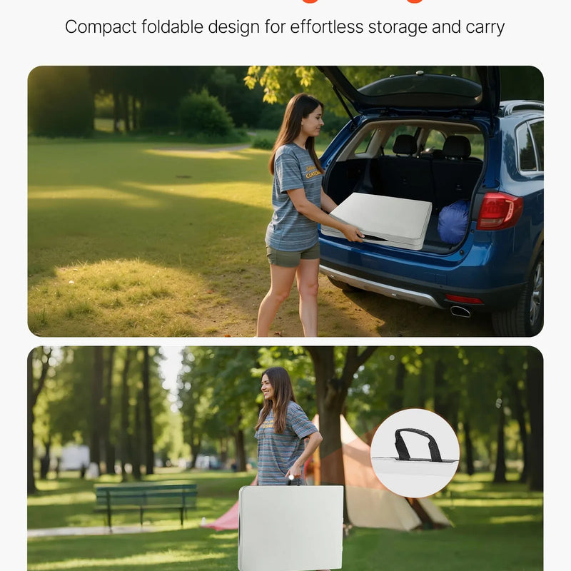 Saliekamais galds, 183 cm, izturīgs pārnēsājams plastmasas taisnstūra galds ar rokturi, piemērots lietošanai telpās un ārā – svinībām, ēdienreizēm, kāzām, pasākumiem, piknikiem, kempingam, balts