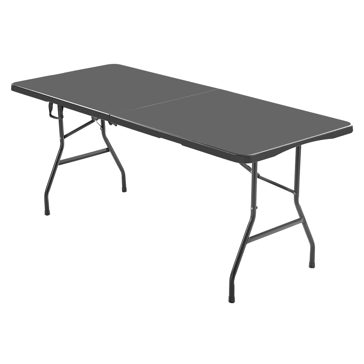 VEVOR Folding Table, 183 cm, Durable Portable Plastic Rectangular Table with Handle, Suitable for Indoor and Outdoor Use – Parties, Dining, Weddings, Events, Picnics, Camping, Black