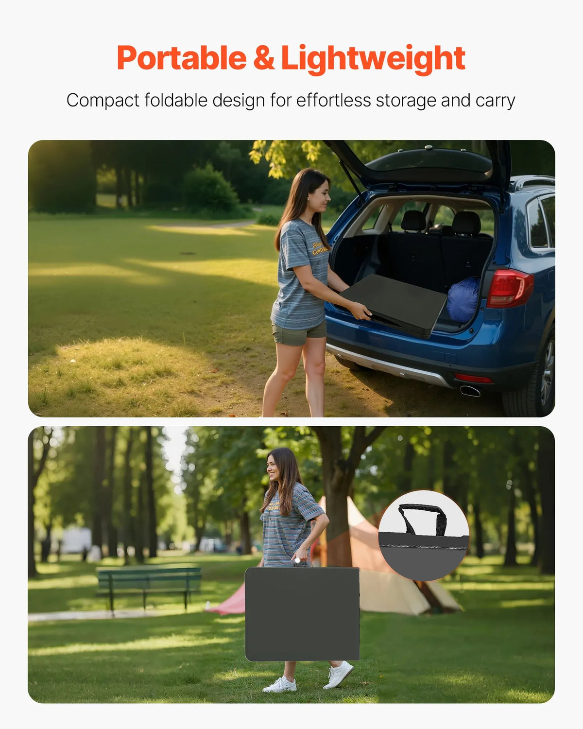 VEVOR Folding Table, 183 cm, Durable Portable Plastic Rectangular Table with Handle, Suitable for Indoor and Outdoor Use – Parties, Dining, Weddings, Events, Picnics, Camping, Black