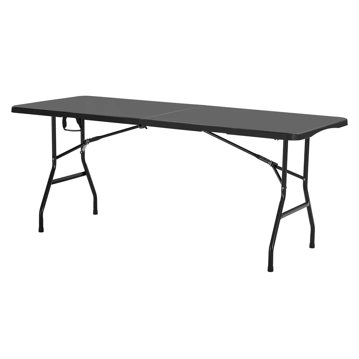 VEVOR Folding Table, 183 cm, Durable Portable Plastic Rectangular Table with Handle, Suitable for Indoor and Outdoor Use – Parties, Dining, Weddings, Events, Picnics, Camping, Black