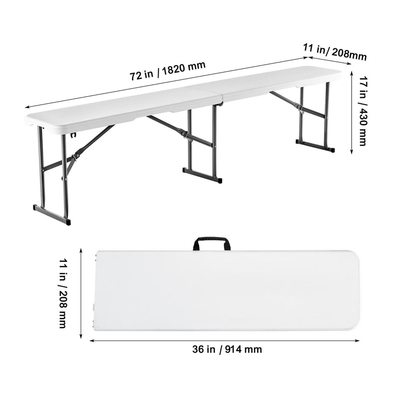 VEVOR 183 cm Plastmasas Saliekamais Sols Piknikiem, Kempingam un Dārzam, Balts