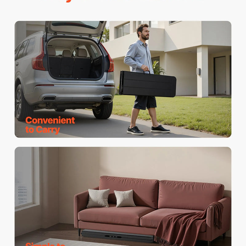 VEVOR salokāms plastmasas sols 183 cm, pārnēsājams HDPE āra sols piknikam, dārzam un pasākumiem, komplekts 2 gab., 2 pārnēsāšanas somas, melns