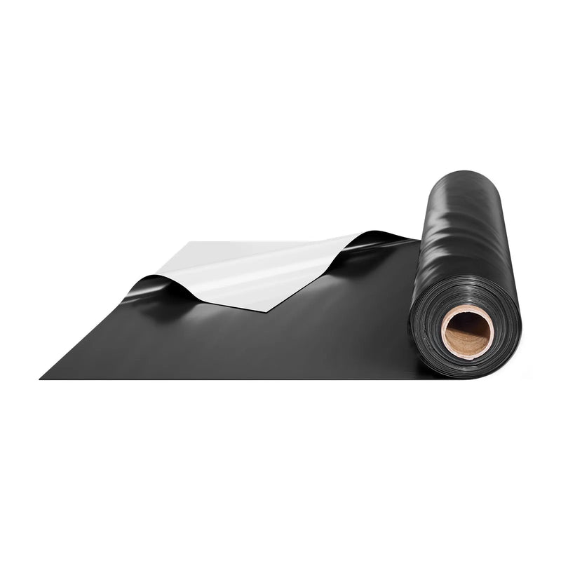 VEVOR 0,25 mm bieza plastmasas plēve 3 x 19,8 m, smaga tipa plastmasas plēves rullis, krāsošanas aizsargpārklājs un tvaika barjera pamatu pārsegumiem, melnbalta abpusēja, daudzfunkcionāla - ZEMLETES.LV